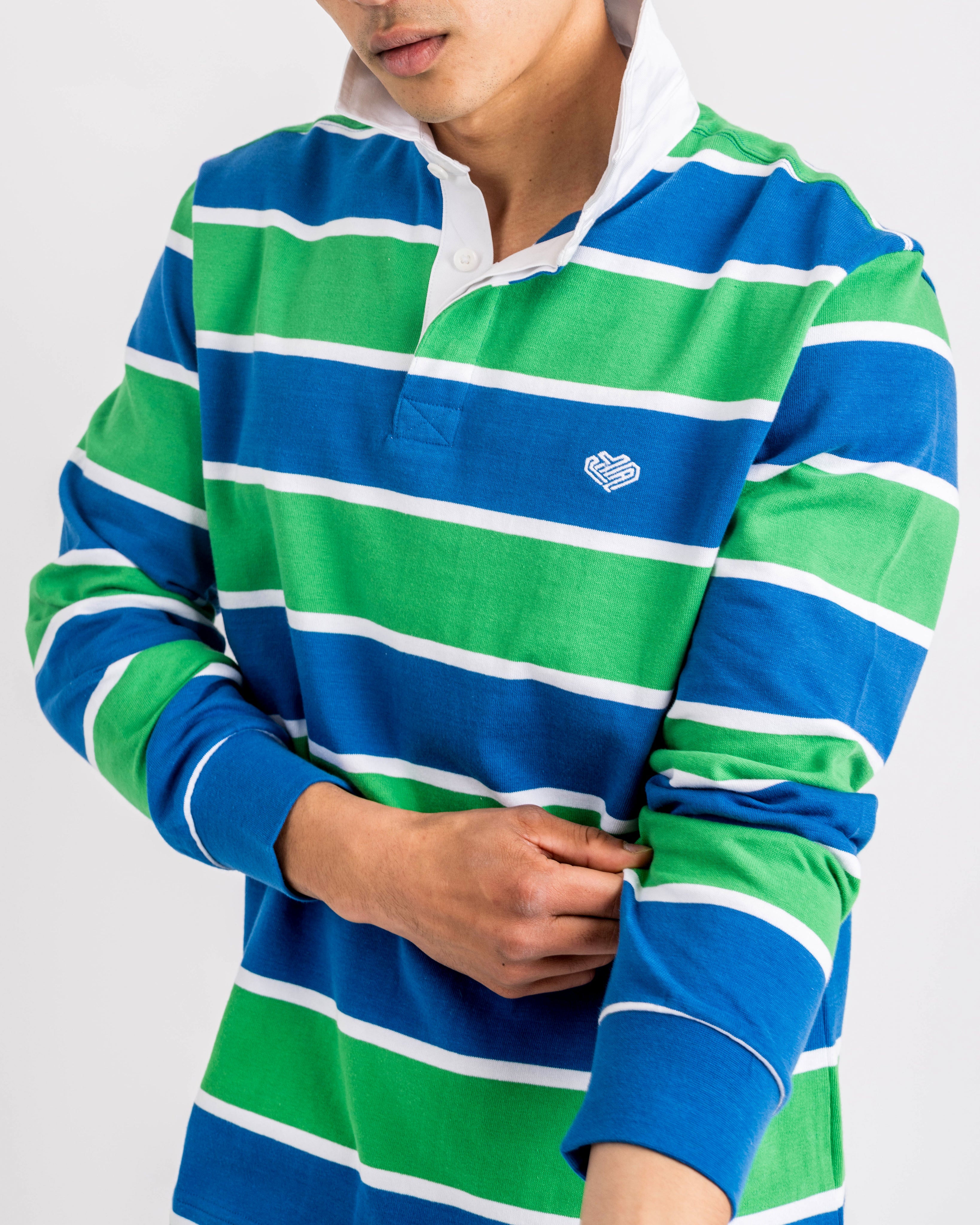 Green Striped Rugby Polo loveyouall